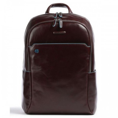 Piquadro Blue Square Laptop backpack 13″ grained cow leather mahogany