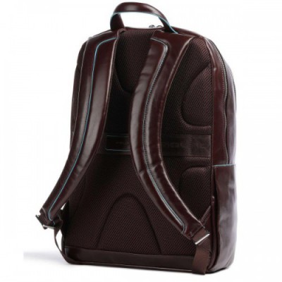 Piquadro Blue Square Laptop backpack 13″ grained cow leather mahogany