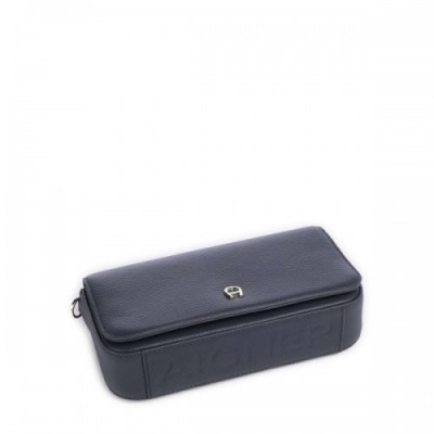 Aigner Zita S Crossbody bag grained cow leather dark blue