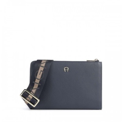 Aigner Zita Crossbody bag grained cow leather dark blue