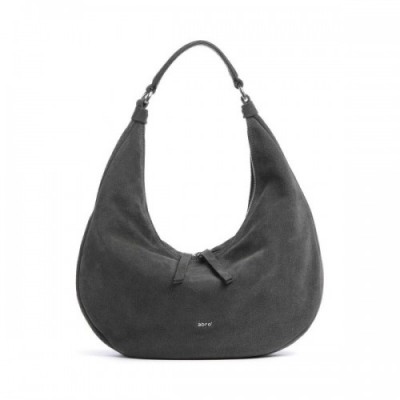 Abro Suede Nana Hobo bag brushed leather dark grey