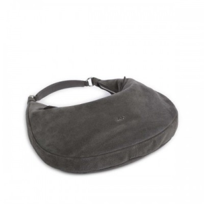 Abro Suede Nana Hobo bag brushed leather dark grey