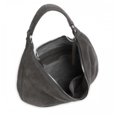 Abro Suede Nana Hobo bag brushed leather dark grey
