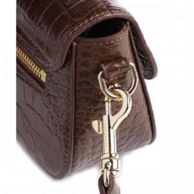 Lancaster Exotic Croco CN Crossbody bag embossed cow leather dark brown