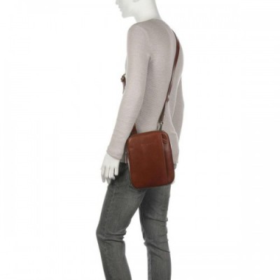 Bugatti Remo Crossbody bag fine grain cow leather cognac