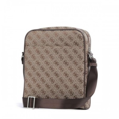 Guess Milano 4G Jacquard Stripe Crossbody bag polyester light brown
