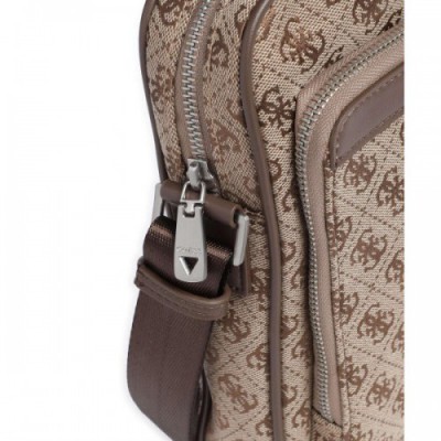 Guess Milano 4G Jacquard Stripe Crossbody bag polyester light brown