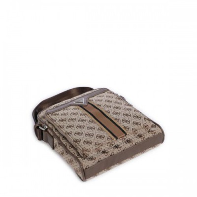 Guess Milano 4G Jacquard Stripe Crossbody bag polyester light brown
