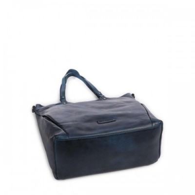 Jack Kinsky Nelson 6 Tote bag grained leather petrol