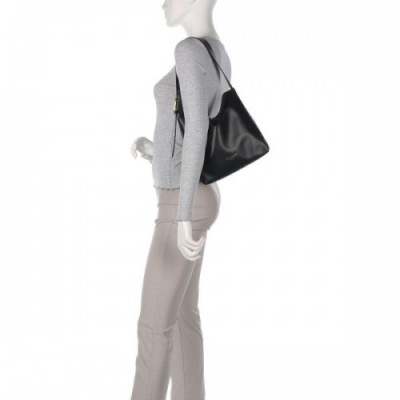 Twinset Jolie Leather Hobo bag fine grain cow leather black