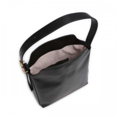 Twinset Jolie Leather Hobo bag fine grain cow leather black