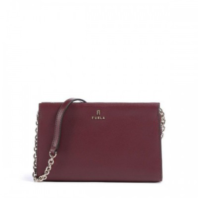 Furla Camelia Mini Crossbody bag grained leather dark red
