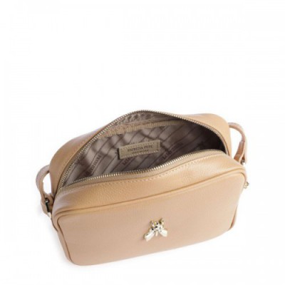 Patrizia Pepe Fly Crossbody bag grained calfskin beige