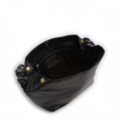 Depeche Twisted Tale Shoulder bag sheepskin leather black