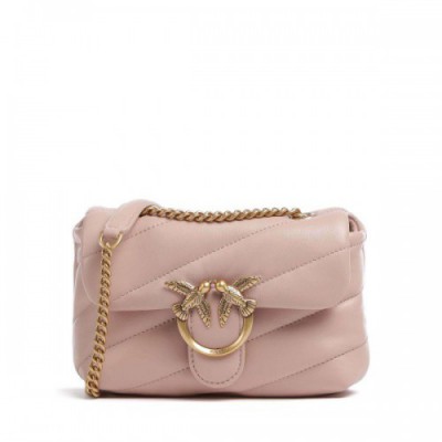 Pinko Love Puff Baby Shoulder bag sheepskin leather antique pink