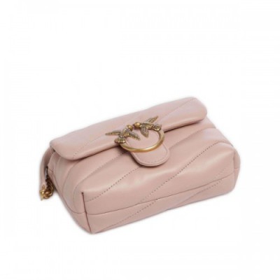 Pinko Love Puff Baby Shoulder bag sheepskin leather antique pink