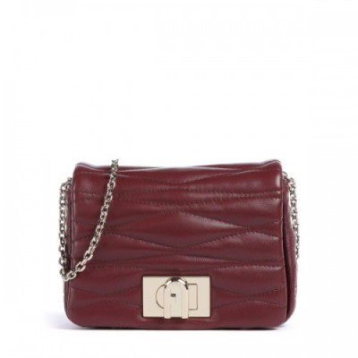 Furla 1927 Mini Soft Crossbody bag fine grain leather dark red