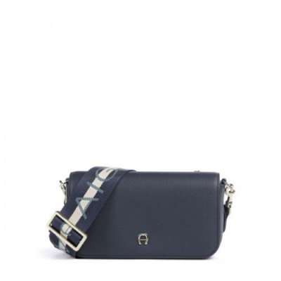 Aigner Zita S Crossbody bag grained cow leather dark blue