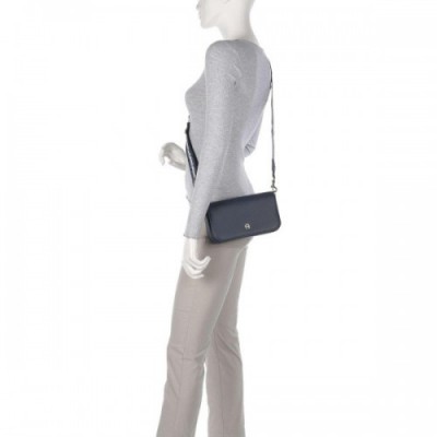 Aigner Zita S Crossbody bag grained cow leather dark blue