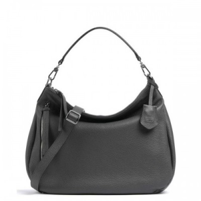 Abro Adria Juna Hobo bag grained cow leather dark grey