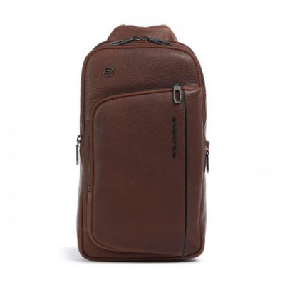 Piquadro S134 Sling bag grained cow leather brown