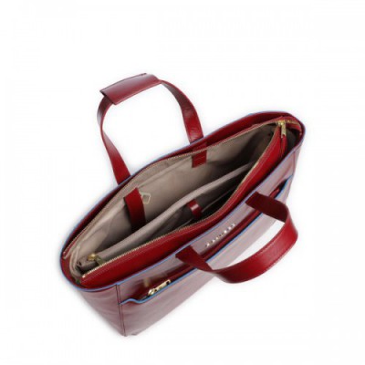 Piquadro Blue Square Briefcase 14″ fine grain cow leather dark red