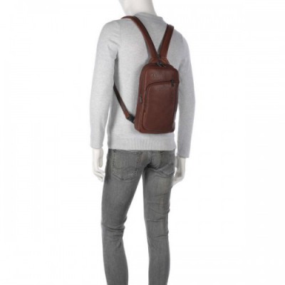Piquadro S134 Sling bag grained cow leather brown