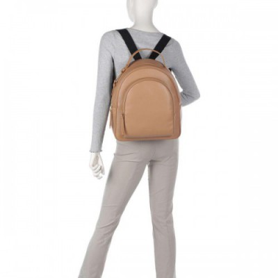 Coccinelle Malory Backpack grained leather light brown