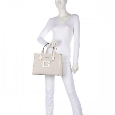 Guess G Status Handbag cotton, polyester beige/white