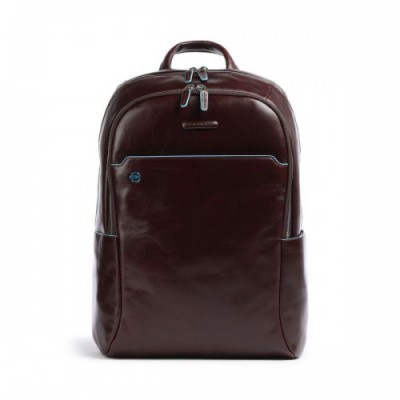 Piquadro Blue Square Laptop backpack 13″ grained cow leather mahogany