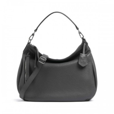 Abro Adria Juna Hobo bag grained cow leather dark grey