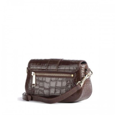 Lancaster Exotic Croco CN Crossbody bag embossed cow leather dark brown