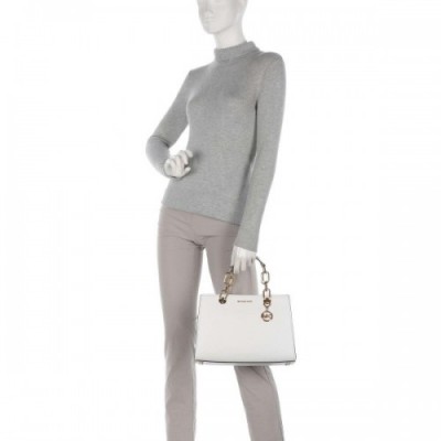 Michael Kors Cynthia Handbag fine grain cow leather white