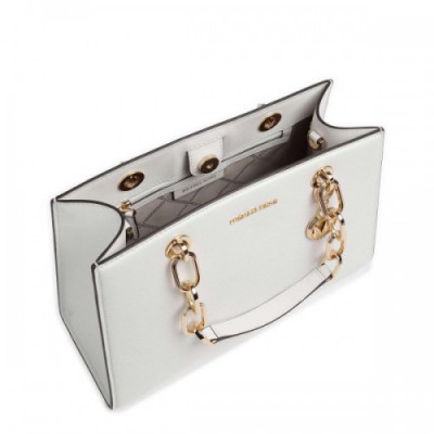 Michael Kors Cynthia Handbag fine grain cow leather white