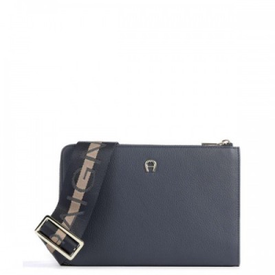 Aigner Zita Crossbody bag grained cow leather dark blue