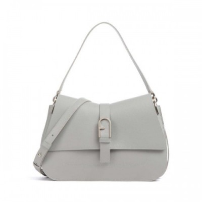Furla Flow L Shoulder bag fine grain leather grey