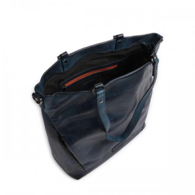 Jack Kinsky Nelson 6 Tote bag grained leather petrol