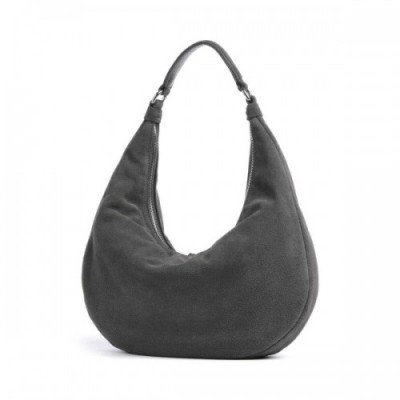 Abro Suede Nana Hobo bag brushed leather dark grey