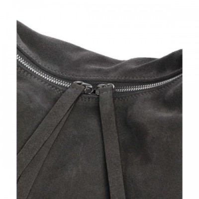 Abro Suede Nana Hobo bag brushed leather dark grey
